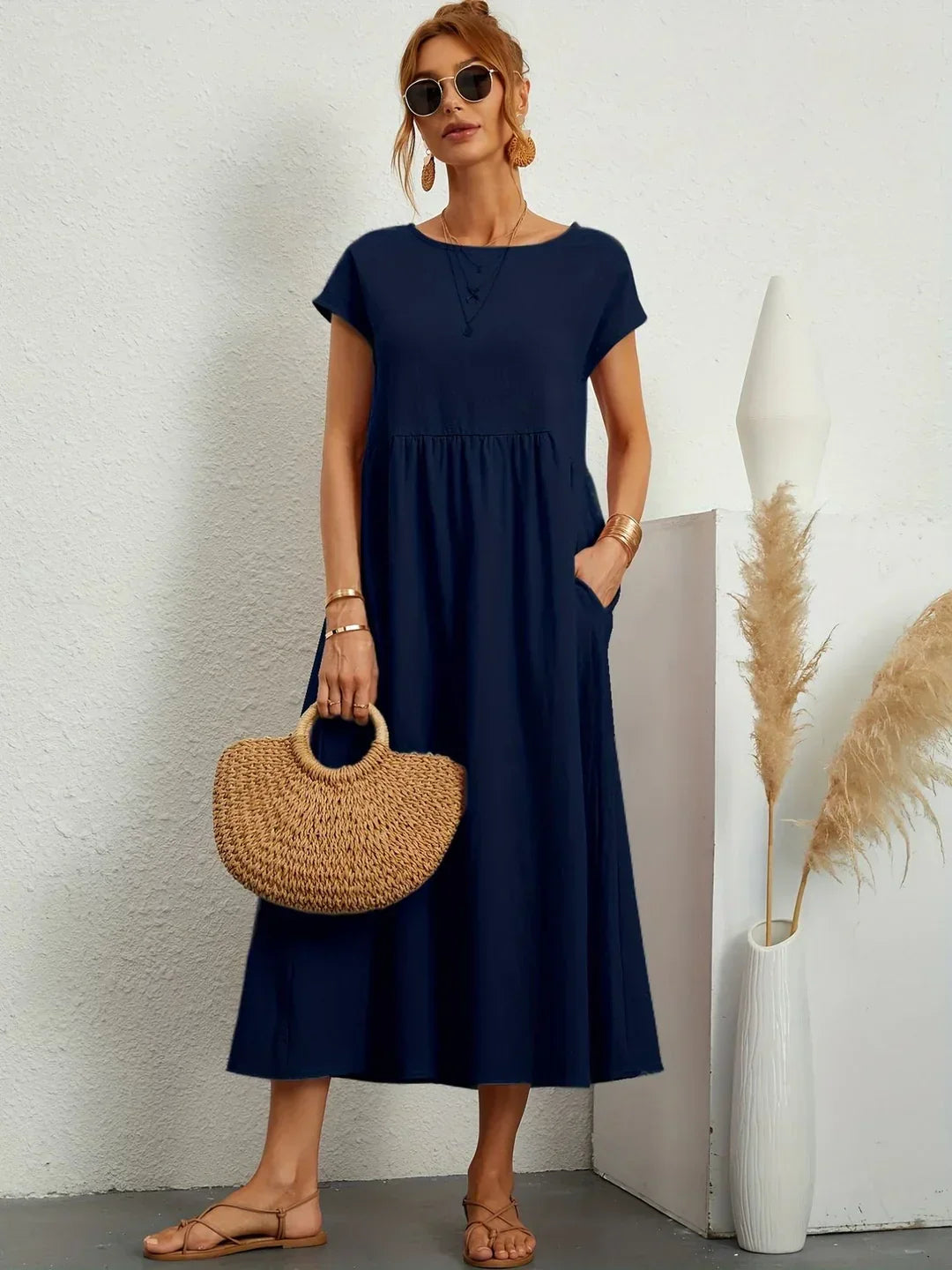 GABRIELLE™ — FLUID MIDI DRESS TIMELESS ELEGANCE