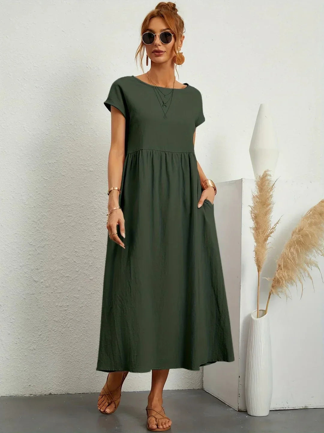 GABRIELLE™ — FLUID MIDI DRESS TIMELESS ELEGANCE