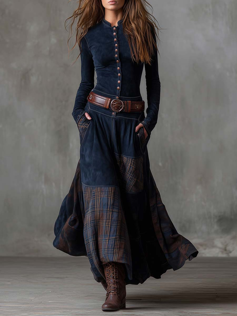 Azucena | Suede Maxi Dress with Belt