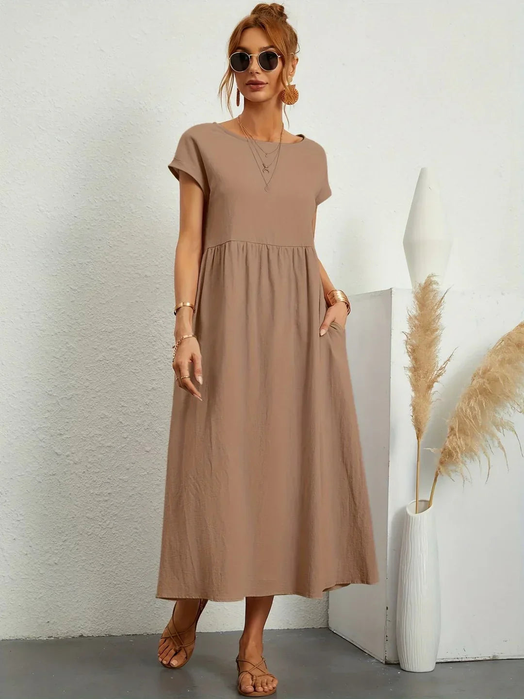 GABRIELLE™ — FLUID MIDI DRESS TIMELESS ELEGANCE