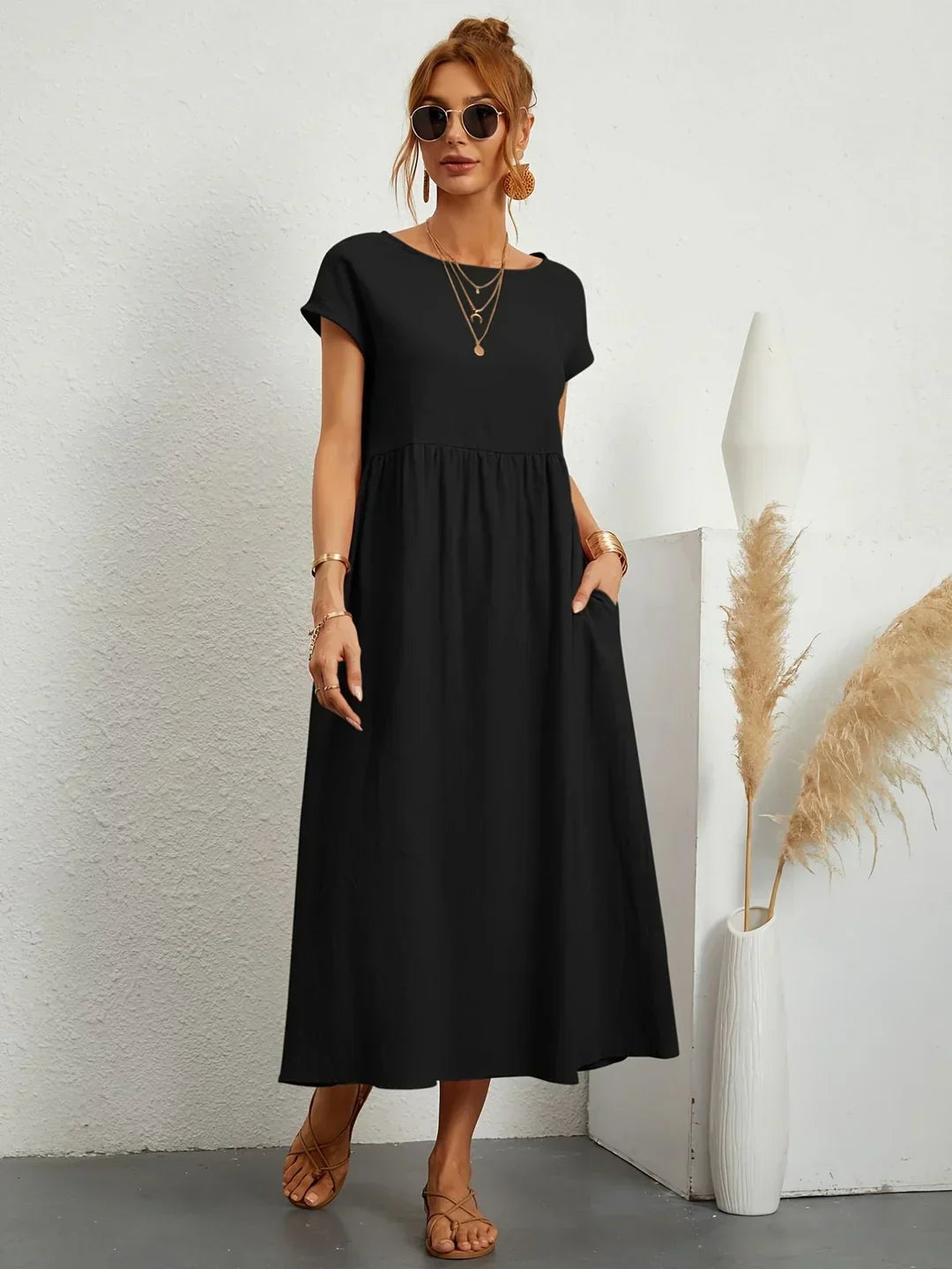 GABRIELLE™ — FLUID MIDI DRESS TIMELESS ELEGANCE