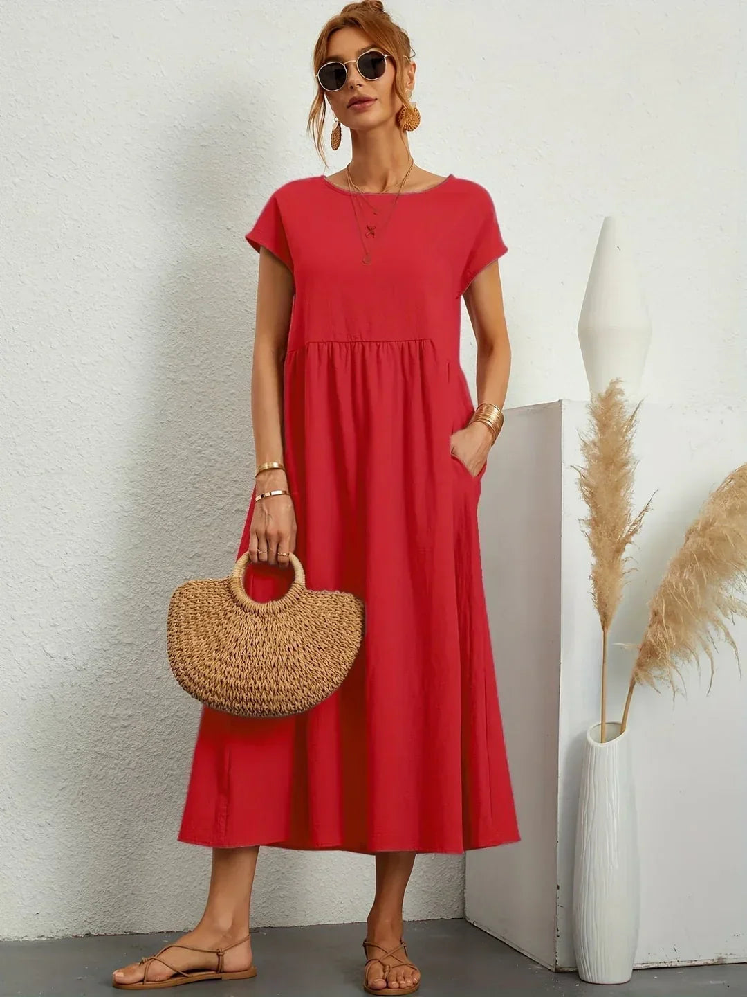 GABRIELLE™ — FLUID MIDI DRESS TIMELESS ELEGANCE