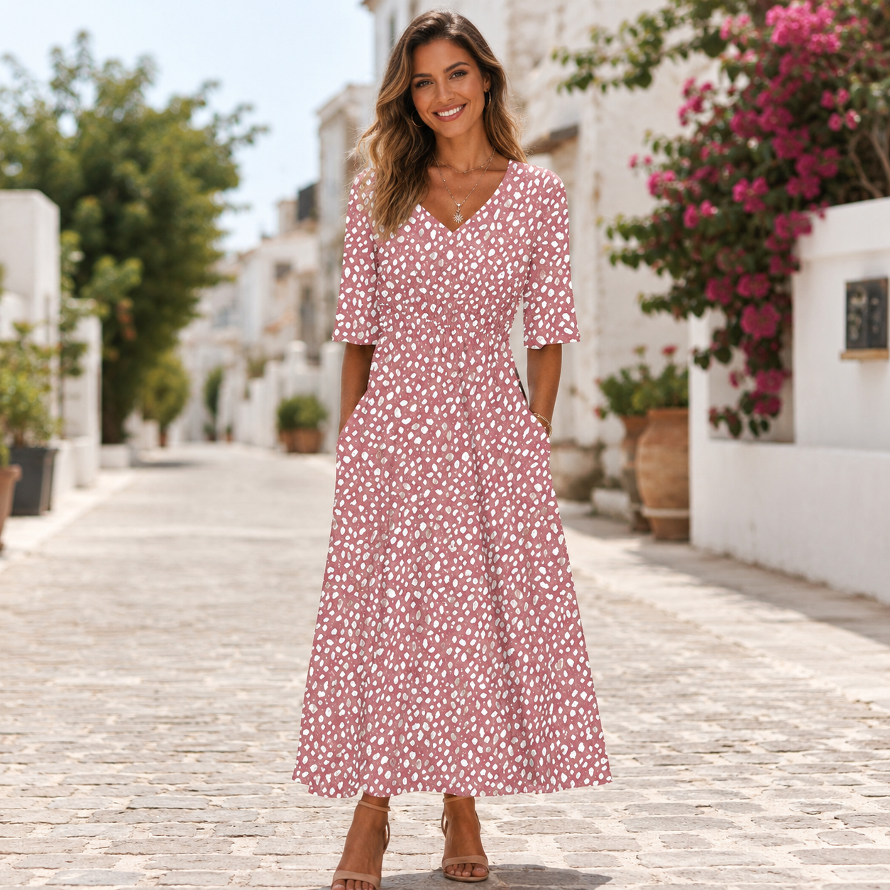 TESS™ | ELEGANT MIDI DRESS WITH TUMMY CONCEALING DESIGN