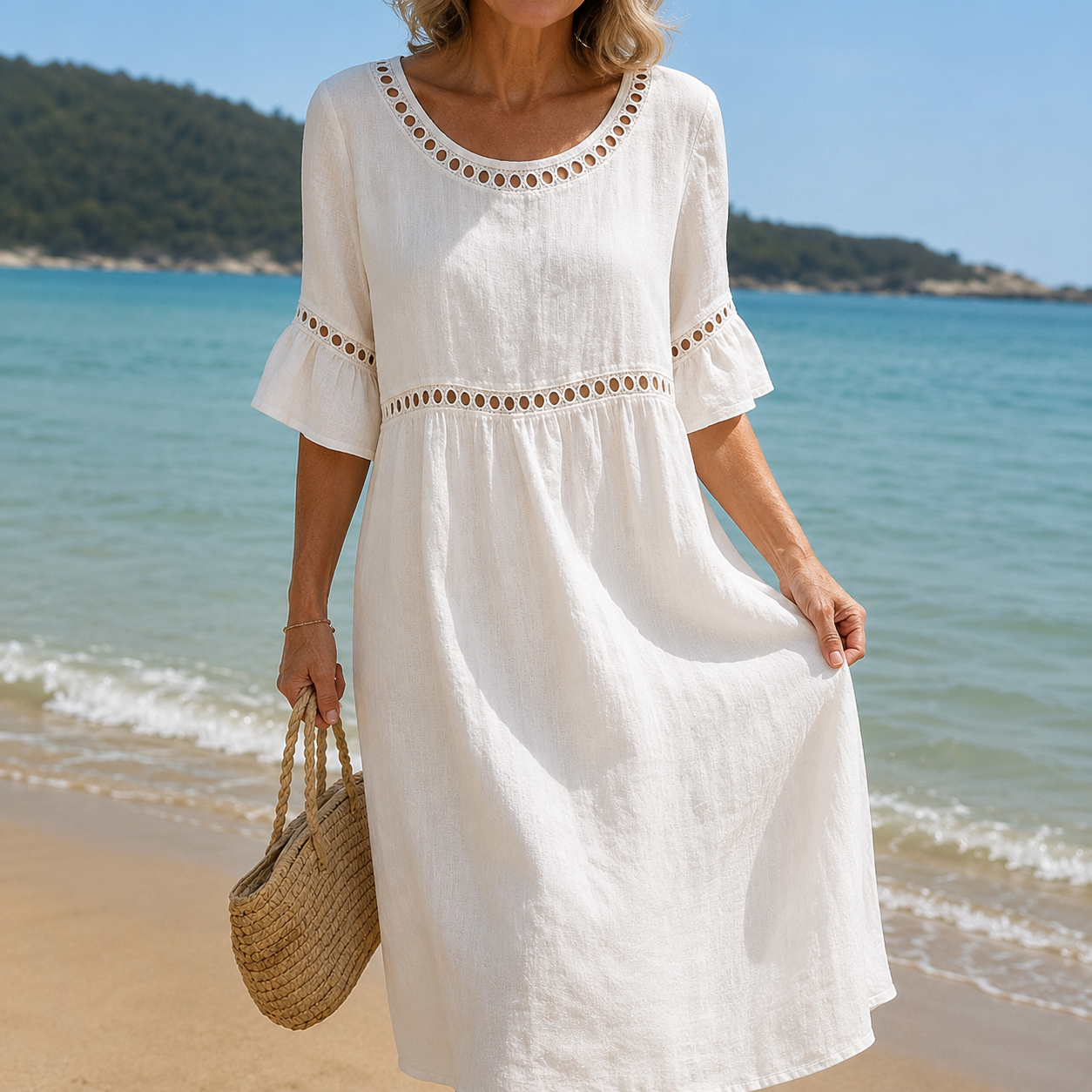 Helene | Long Linen Dress with Tummy Flattening Effect