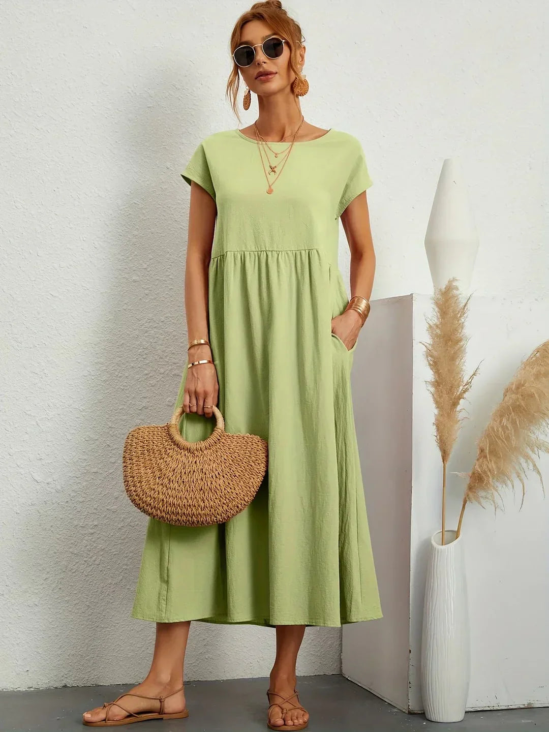 GABRIELLE™ — FLUID MIDI DRESS TIMELESS ELEGANCE