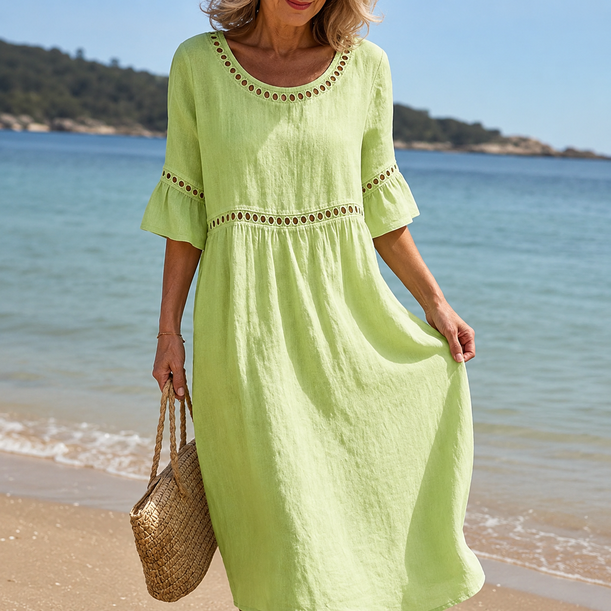 Helene | Long Linen Dress with Tummy Flattening Effect
