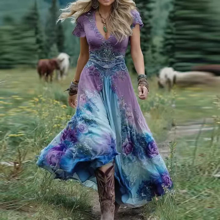 CELESTINE | TAILORED FLOWING FLORAL DRESS