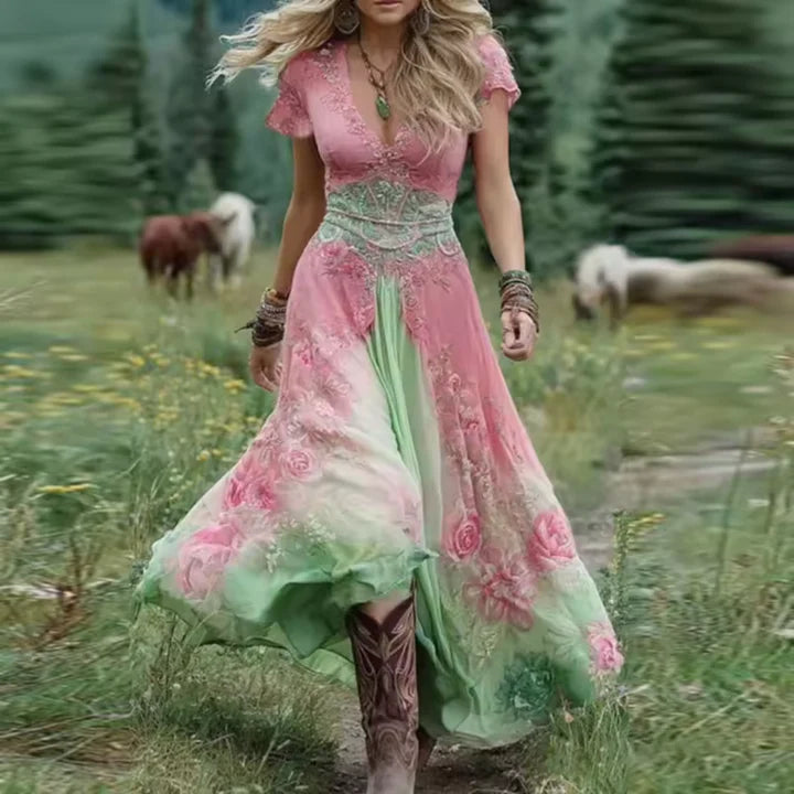 CELESTINE | TAILORED FLOWING FLORAL DRESS