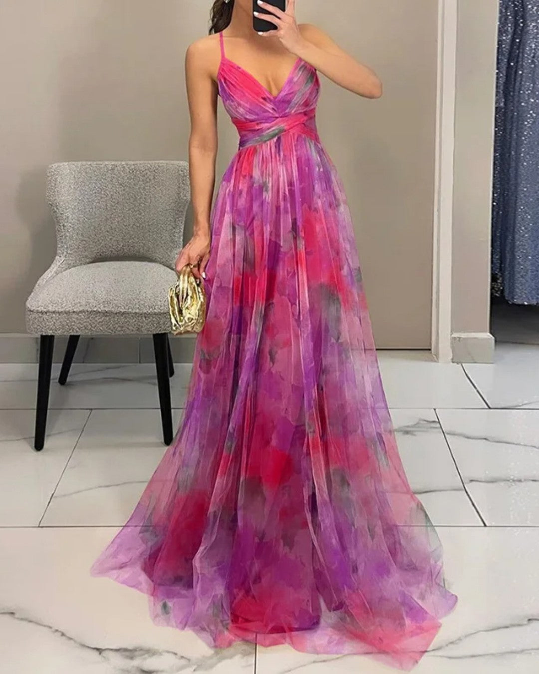 Giselle | Long Floral Print Dress