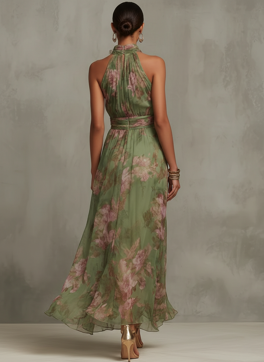 Livia | Floral Halter Neck Maxi Dress