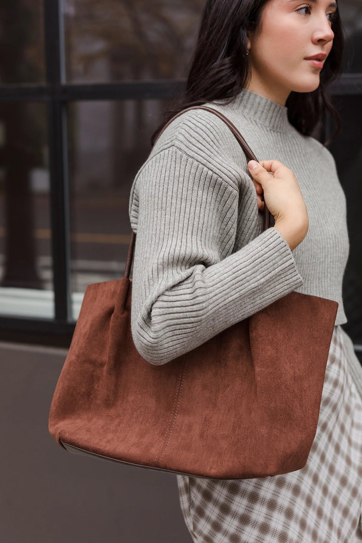 Cheska Suede Tote Bag with Pouch