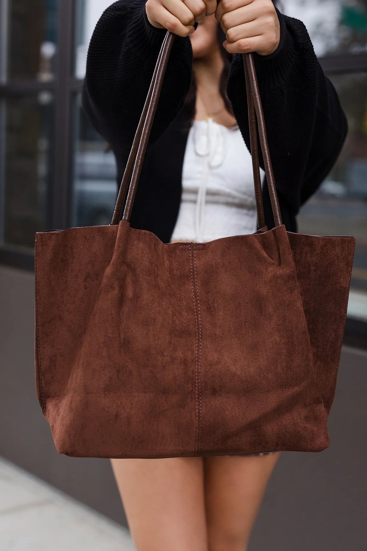 Cheska Suede Tote Bag with Pouch