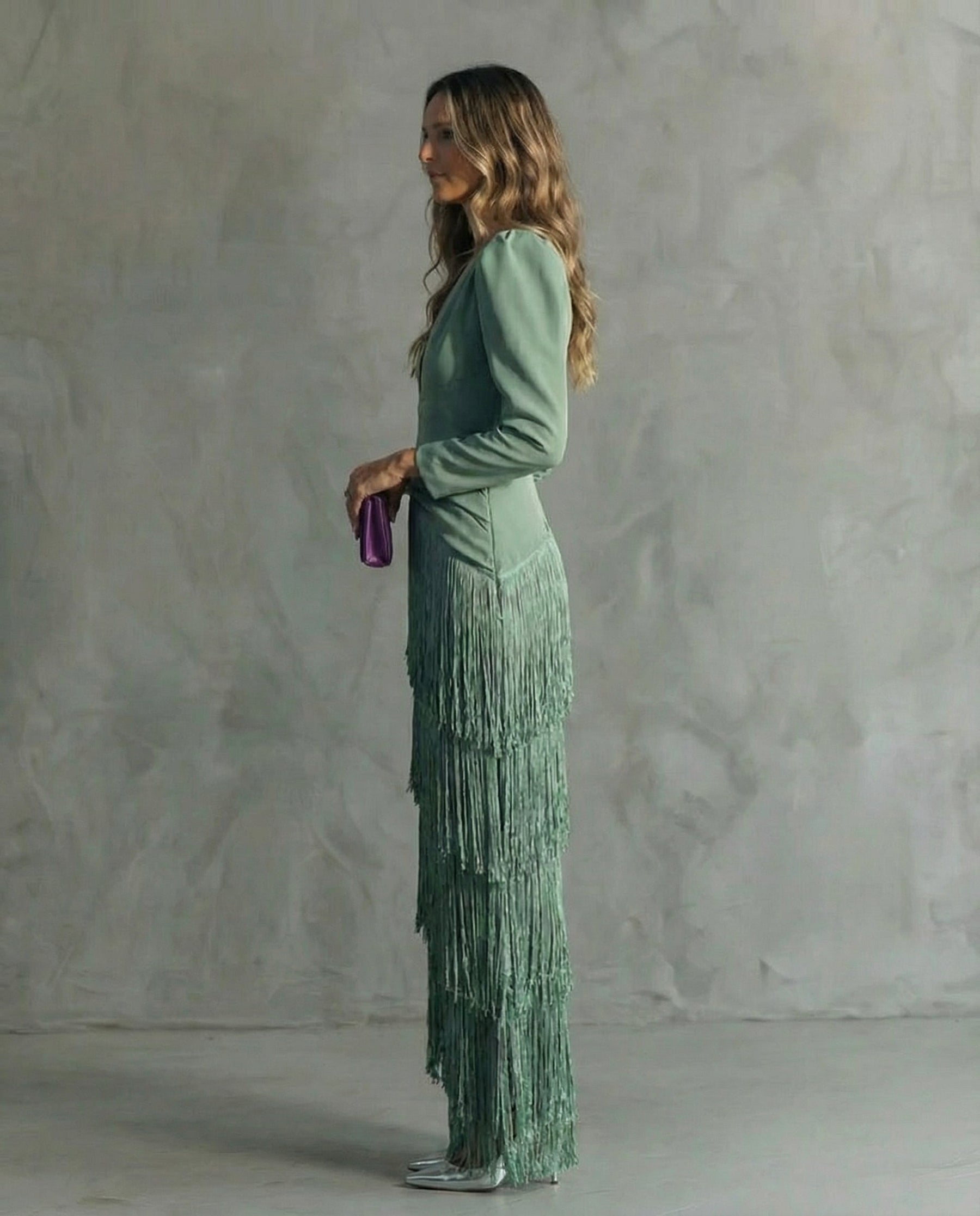Clara™ | Elegant Midi Dress with Fringe Sleeves