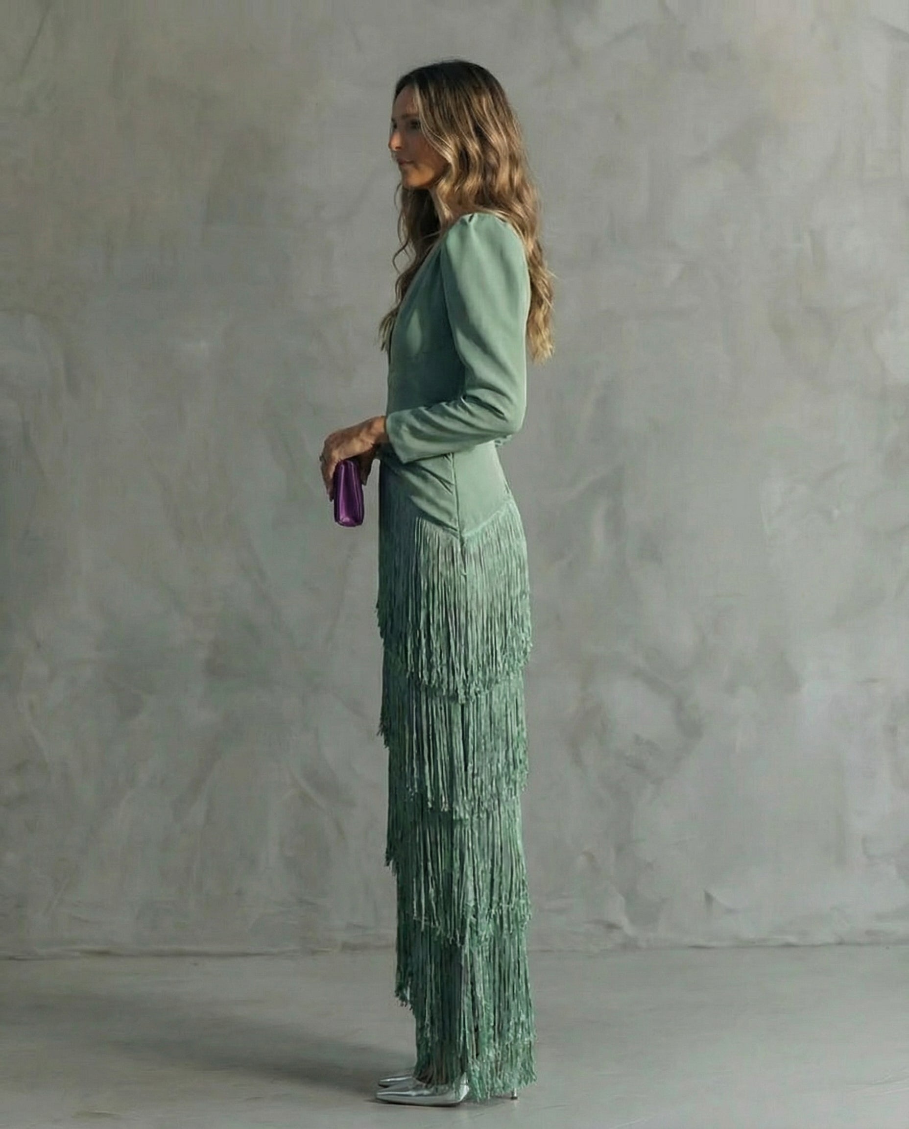 Clara™ | Elegant Midi Dress with Fringe Sleeves