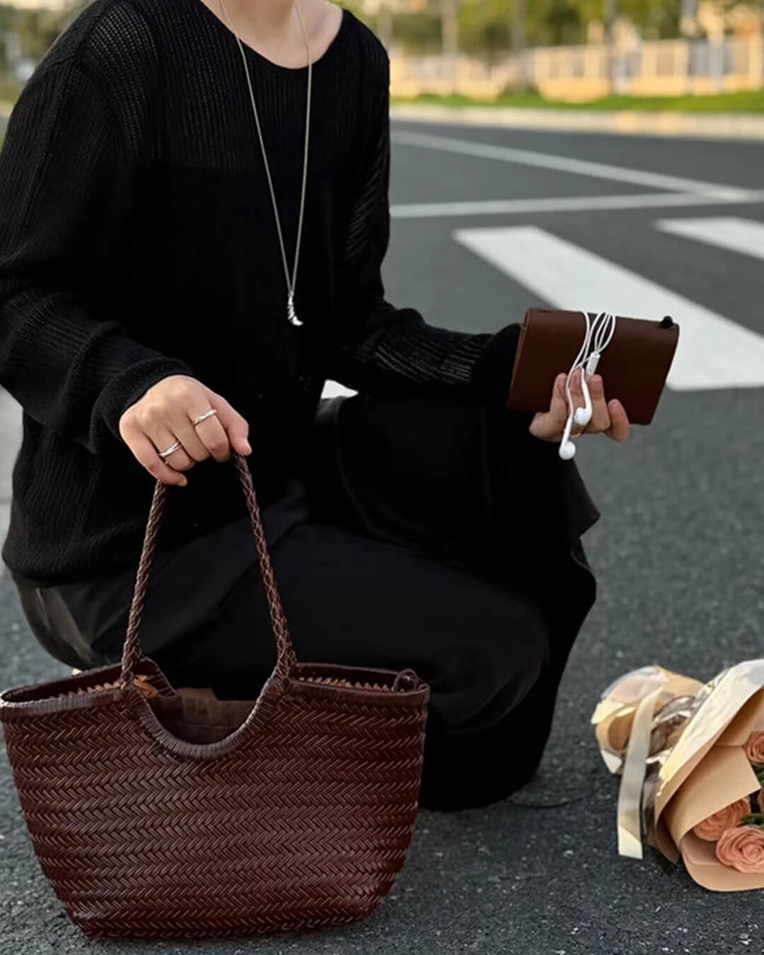 Bianca Handwoven Leather Tote Bag