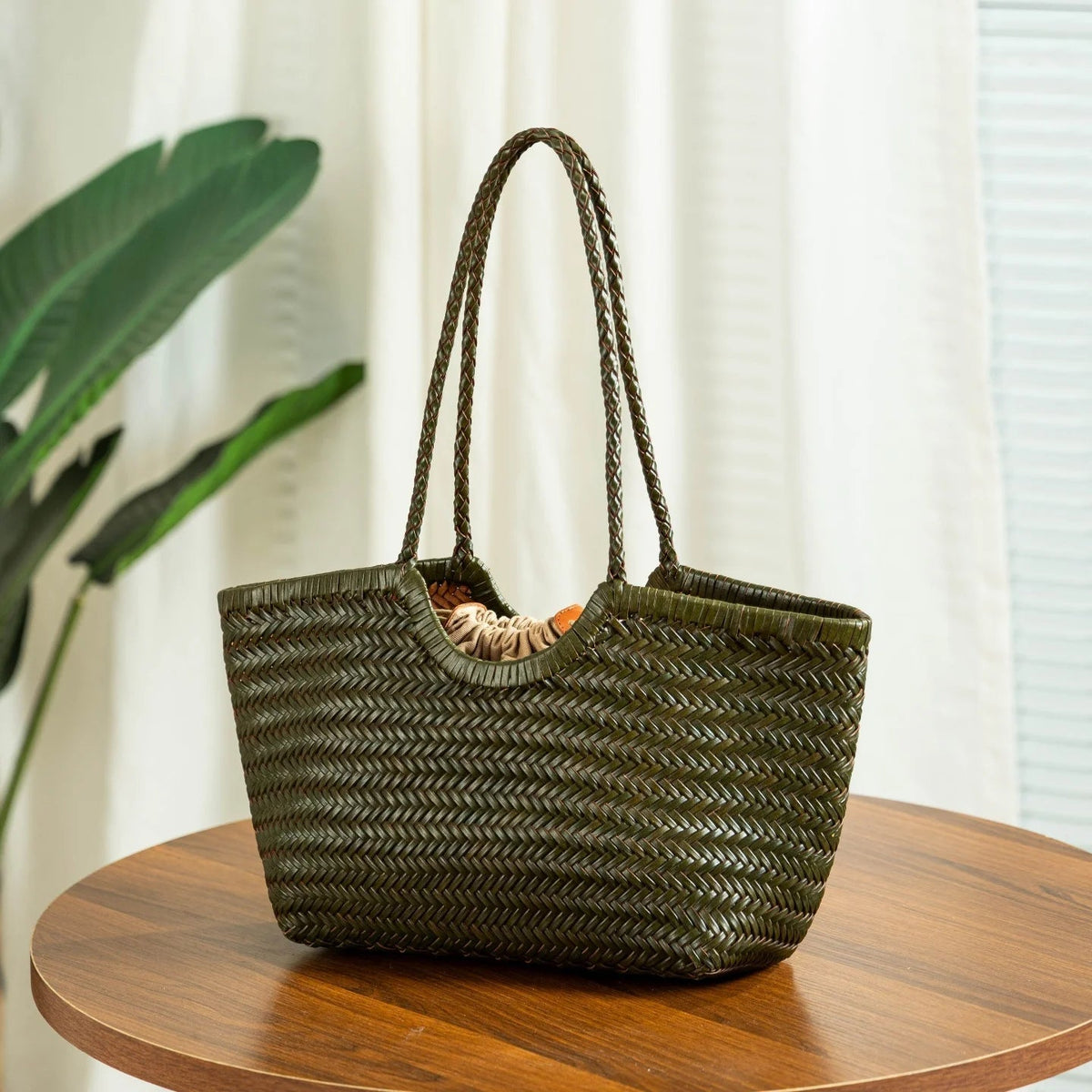 Bianca Handwoven Leather Tote Bag