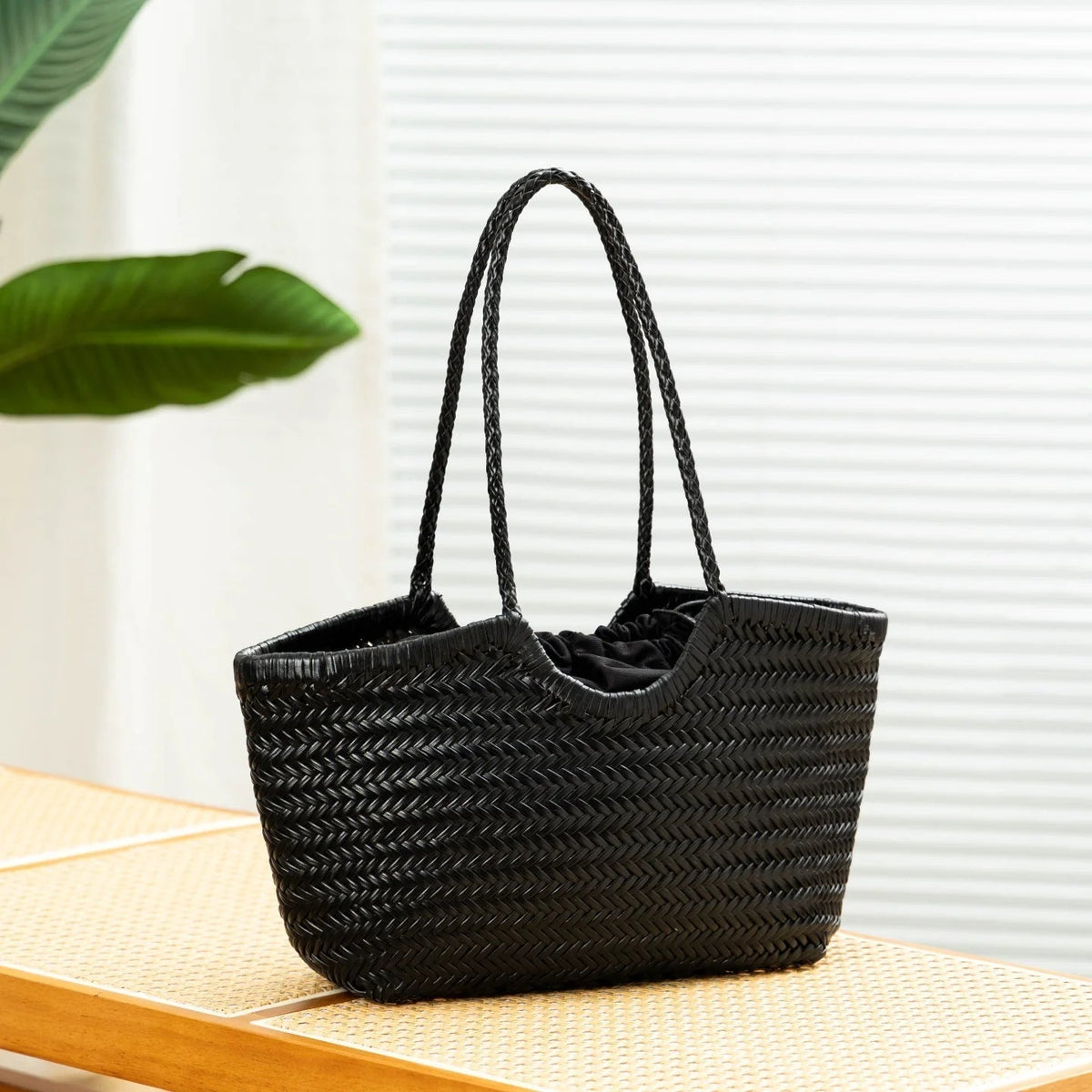 Bianca Handwoven Leather Tote Bag