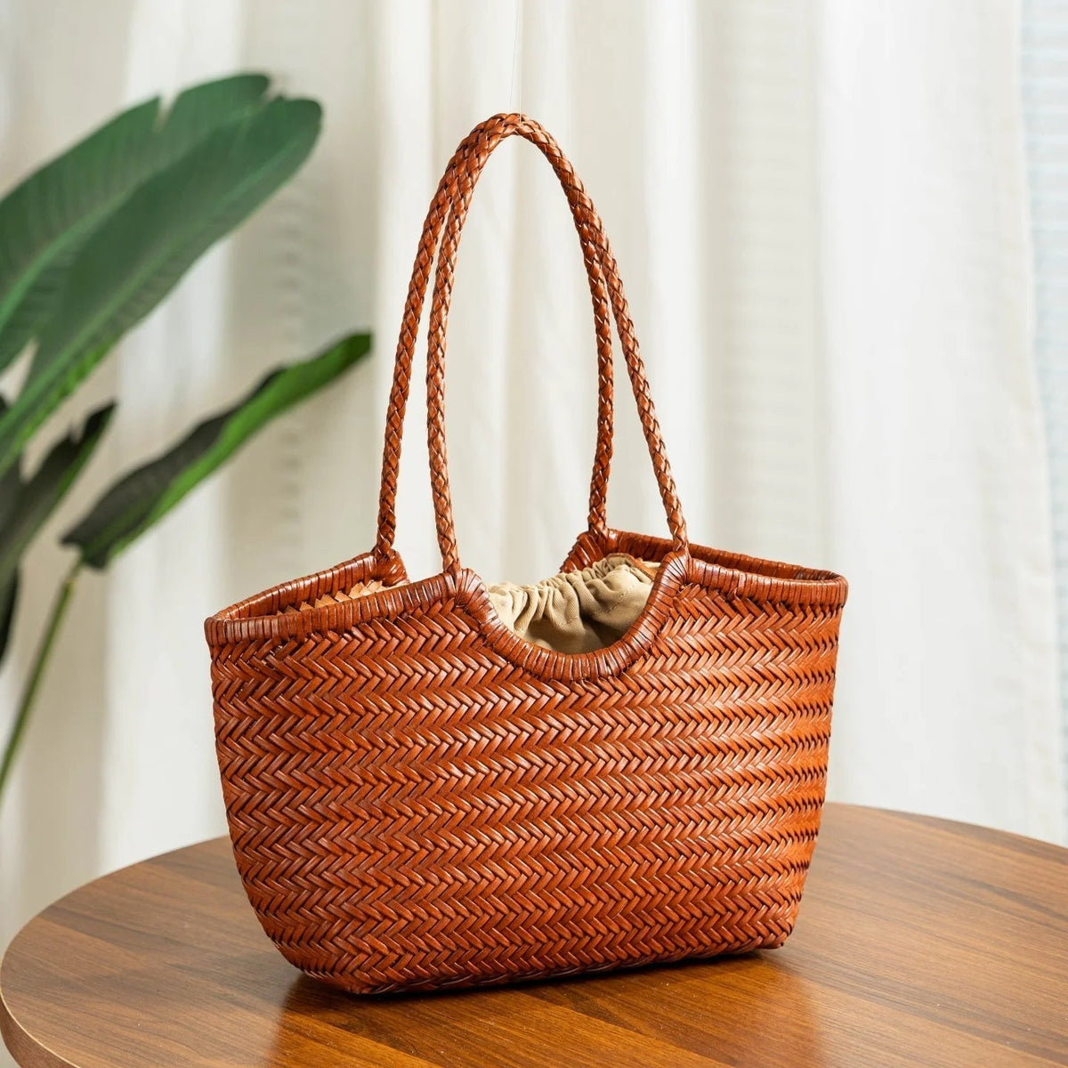 Bianca Handwoven Leather Tote Bag