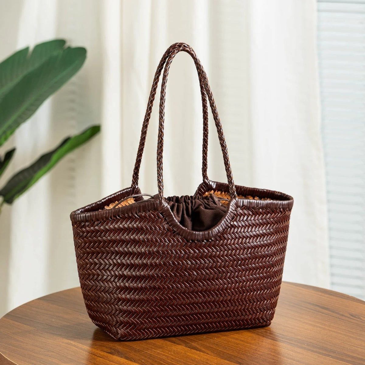 Bianca Handwoven Leather Tote Bag