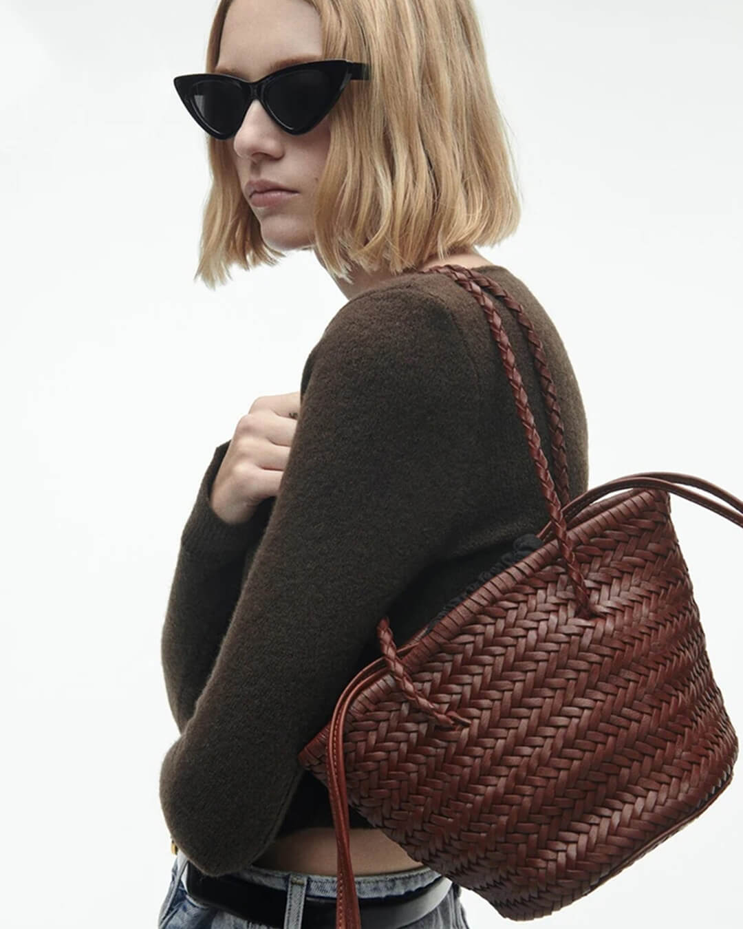 Blair Braided Bucket Shoulder Bag