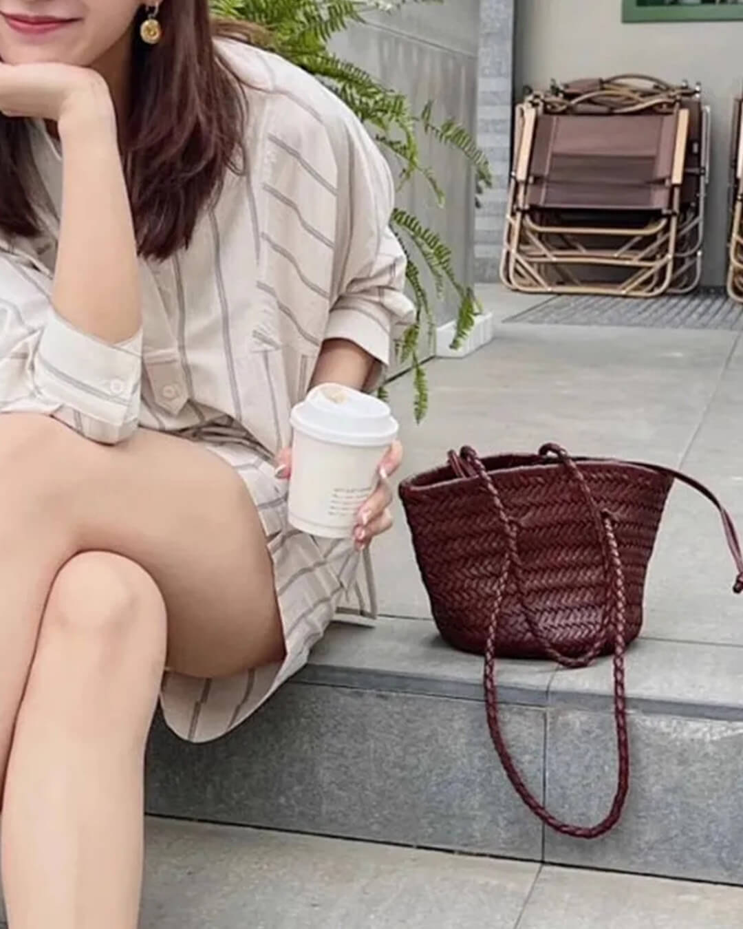 Blair Braided Bucket Shoulder Bag