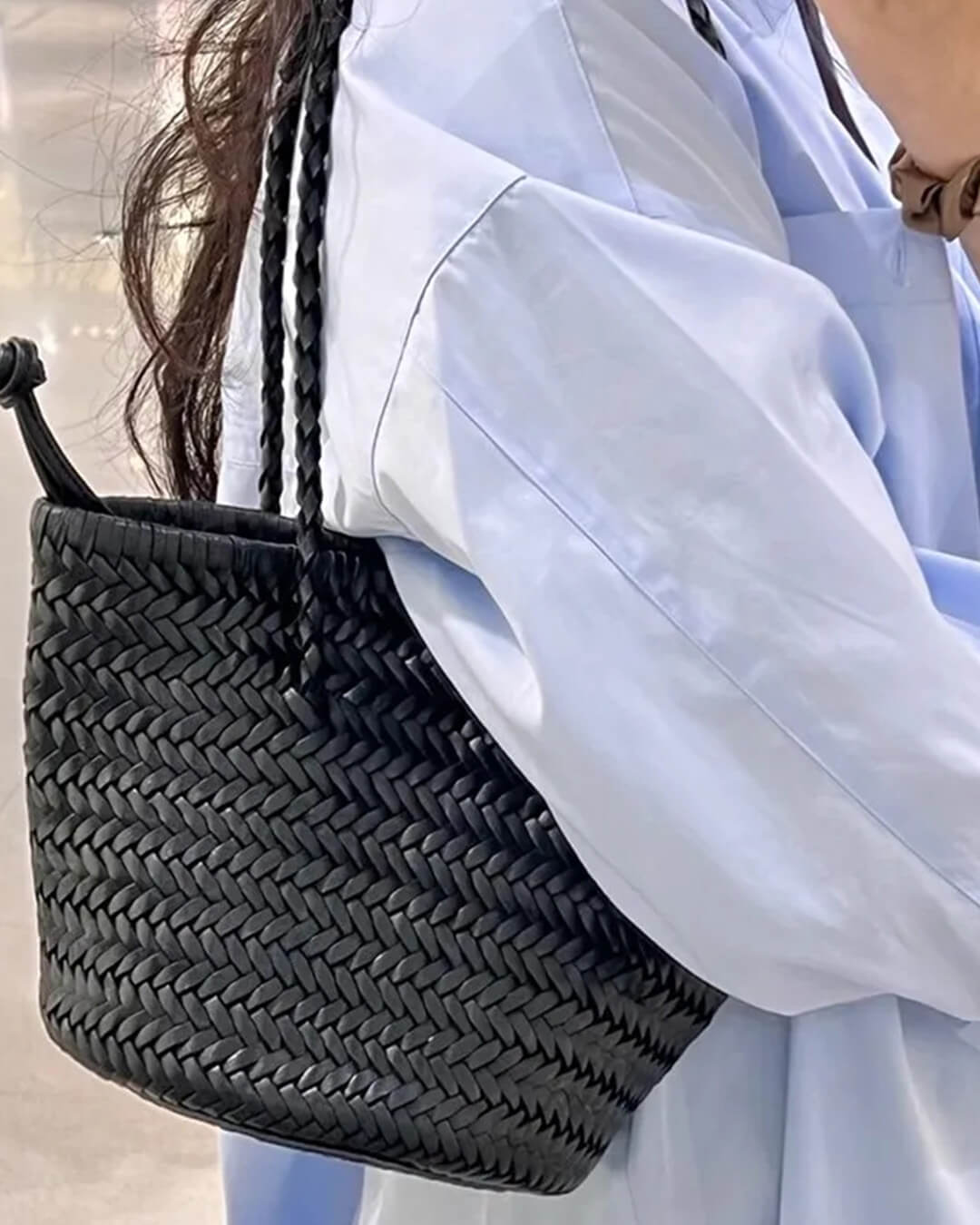 Blair Braided Bucket Shoulder Bag