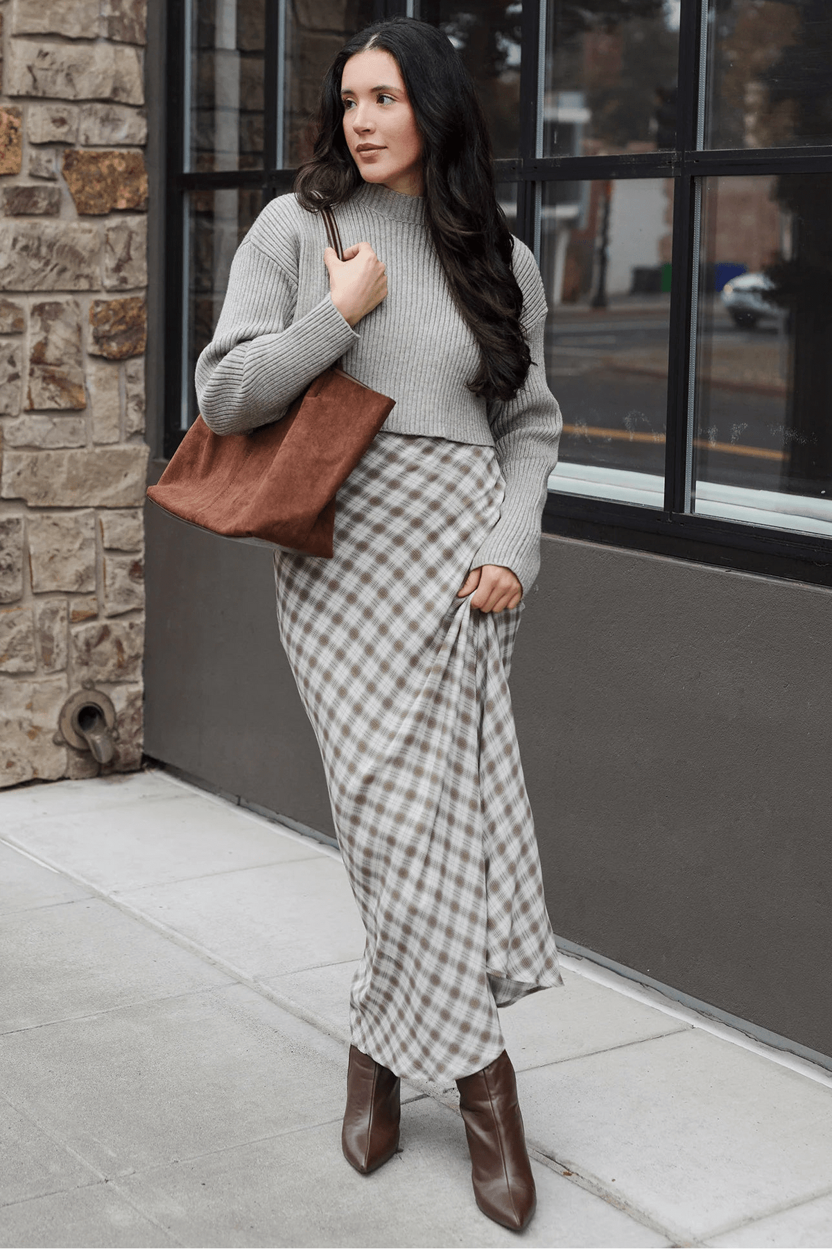 Cheska Suede Tote Bag with Pouch