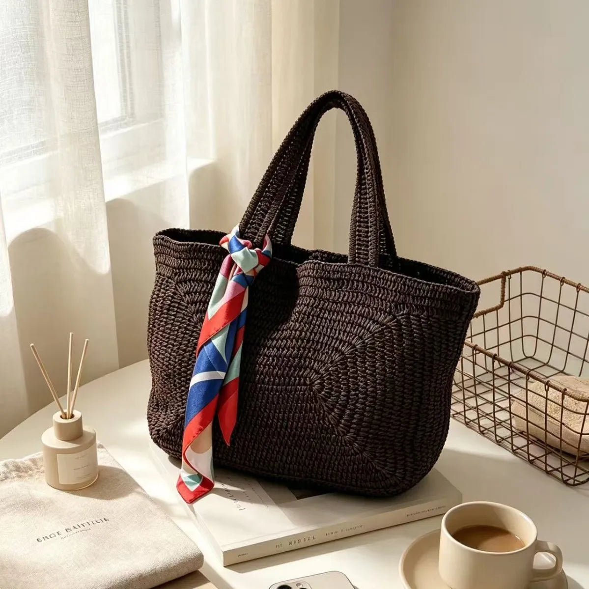 Hannie Bohemian Woven Beach Tote Bag