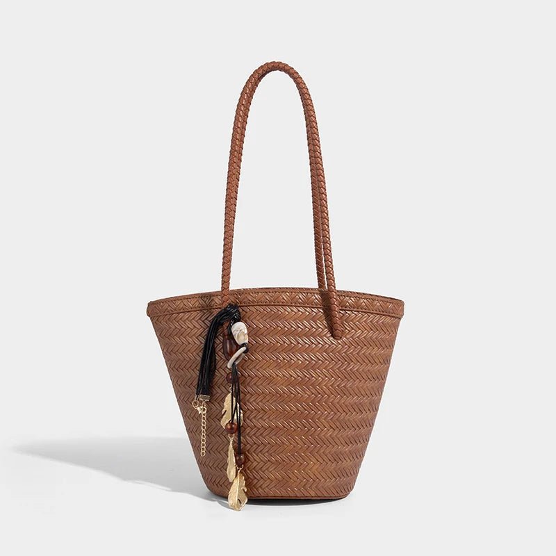 Meryl Woven Bucket Handbag with Pouch