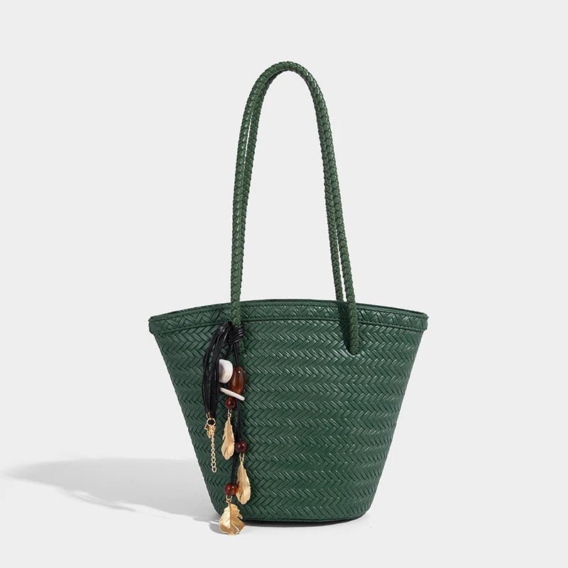 Meryl Woven Bucket Handbag with Pouch
