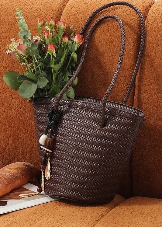 Meryl Woven Bucket Handbag with Pouch
