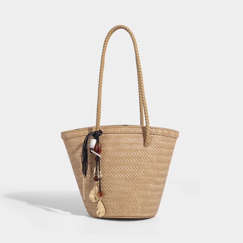 Meryl Woven Bucket Handbag with Pouch