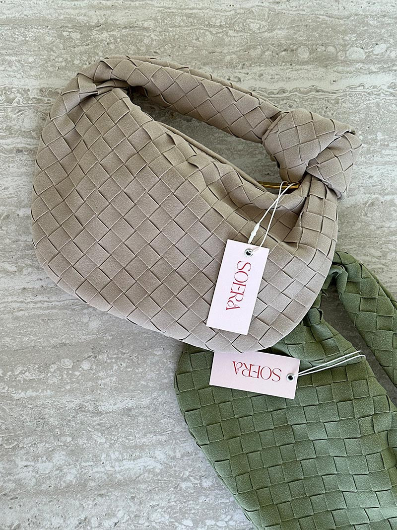 Suede Woven Mini Handbag